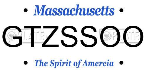 GTZSSOO Massachusetts License Plate