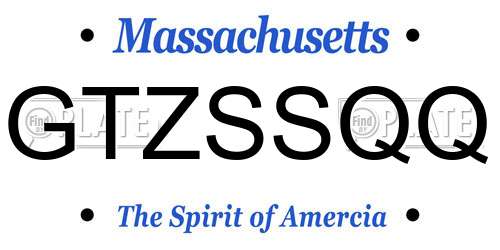 GTZSSQQ Massachusetts License Plate