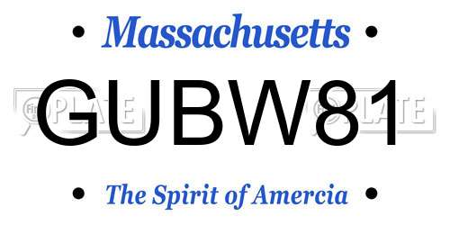 GUBW81 Massachusetts License Plate