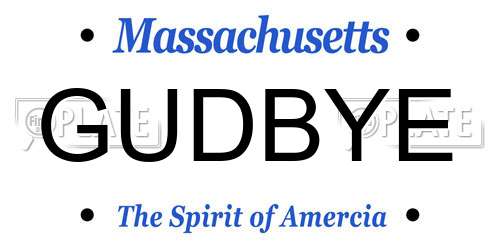 GUDBYE Massachusetts License Plate