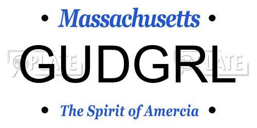 GUDGRL Massachusetts License Plate