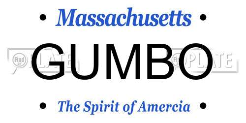 GUMBO Massachusetts License Plate