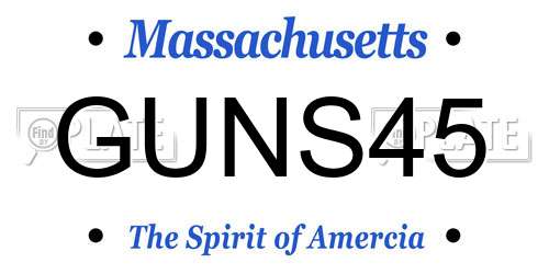 GUNS45 Massachusetts License Plate