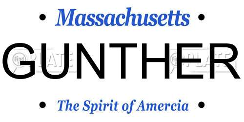 GUNTHER Massachusetts License Plate