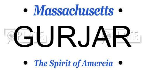 GURJAR Massachusetts License Plate