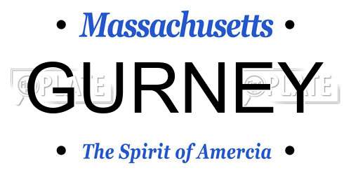 GURNEY Massachusetts License Plate