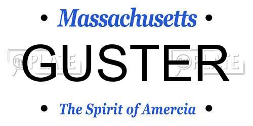 GUSTER Massachusetts License Plate