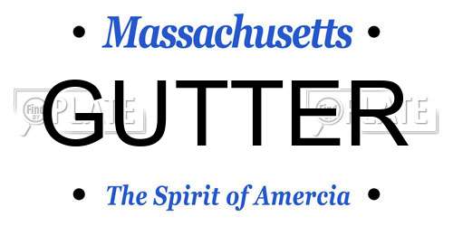 GUTTER Massachusetts License Plate