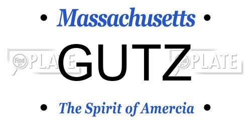 GUTZ Massachusetts License Plate