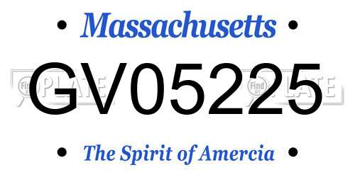 GV05225 Massachusetts License Plate