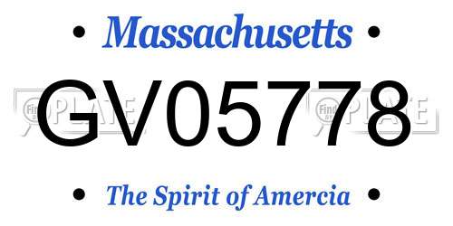 GV05778 Massachusetts License Plate