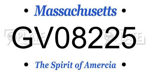 GV08225 Massachusetts License Plate