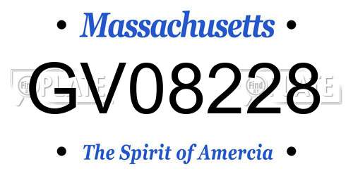 GV08228 Massachusetts License Plate