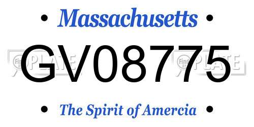 GV08775 Massachusetts License Plate