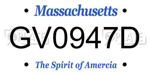 GV0947D Massachusetts License Plate