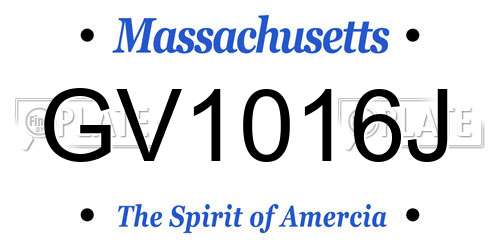 GV1016J Massachusetts License Plate