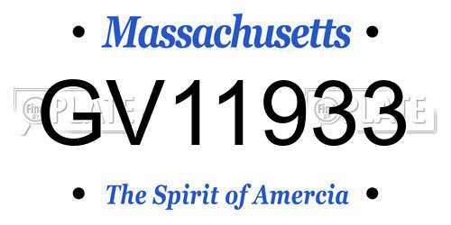 GV11933 Massachusetts License Plate