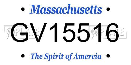GV15516 Massachusetts License Plate