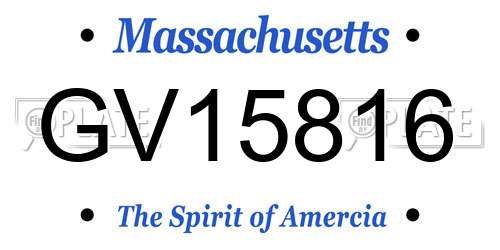 GV15816 Massachusetts License Plate