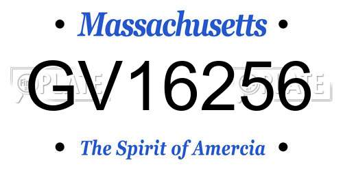 GV16256 Massachusetts License Plate
