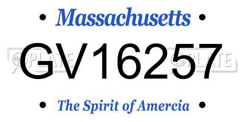 GV16257 Massachusetts License Plate