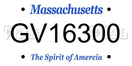 GV16300 Massachusetts License Plate