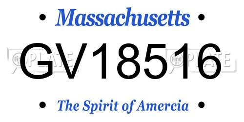 GV18516 Massachusetts License Plate