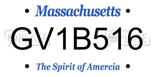 GV1B516 Massachusetts License Plate
