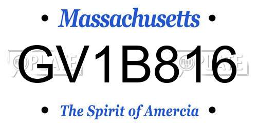 GV1B816 Massachusetts License Plate