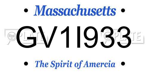 GV1I933 Massachusetts License Plate