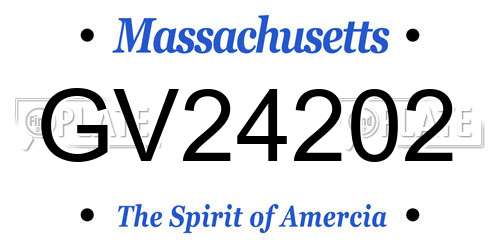 GV24202 Massachusetts License Plate