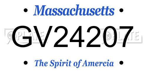 GV24207 Massachusetts License Plate