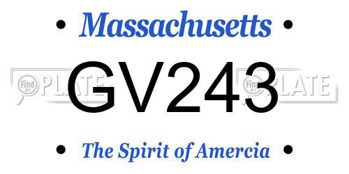 GV243 Massachusetts License Plate