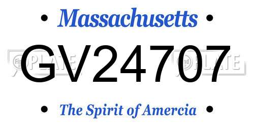 GV24707 Massachusetts License Plate