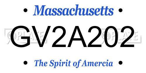 GV2A202 Massachusetts License Plate