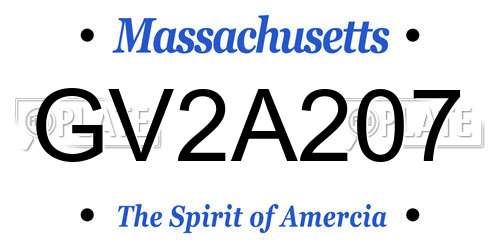 GV2A207 Massachusetts License Plate