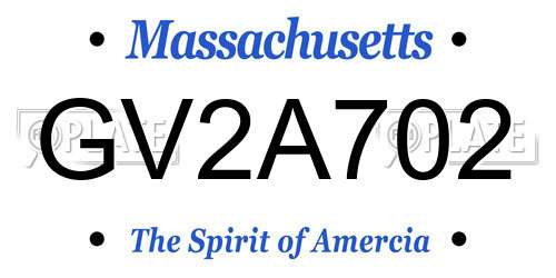 GV2A702 Massachusetts License Plate