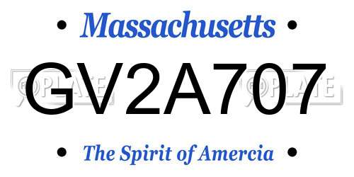 GV2A707 Massachusetts License Plate