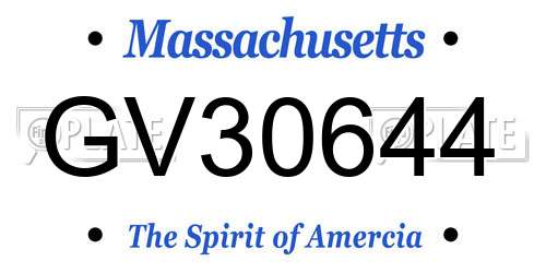 GV30644 Massachusetts License Plate