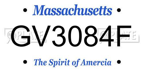 GV3084F Massachusetts License Plate