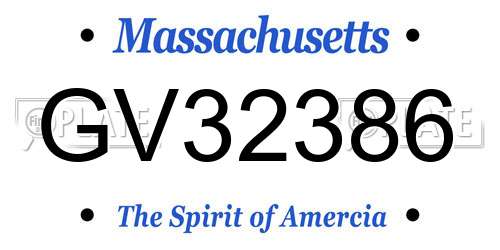 GV32386 Massachusetts License Plate