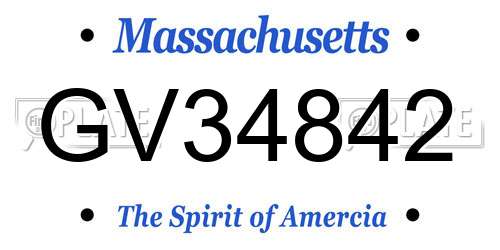 GV34842 Massachusetts License Plate