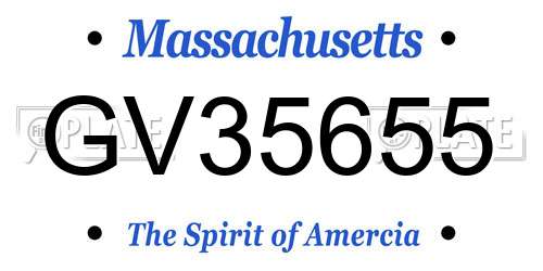 GV35655 Massachusetts License Plate