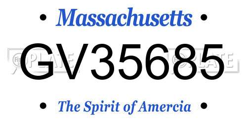 GV35685 Massachusetts License Plate