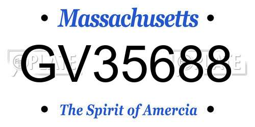 GV35688 Massachusetts License Plate