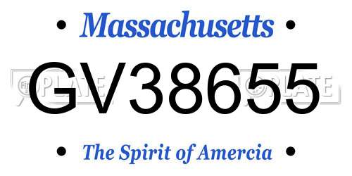 GV38655 Massachusetts License Plate