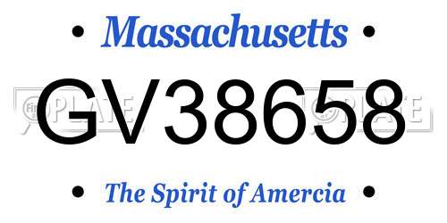 GV38658 Massachusetts License Plate