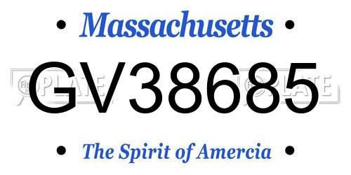 GV38685 Massachusetts License Plate
