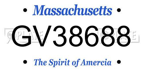 GV38688 Massachusetts License Plate