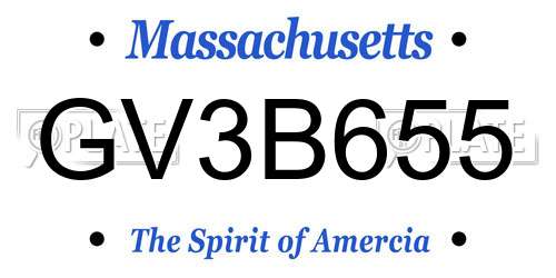 GV3B655 Massachusetts License Plate